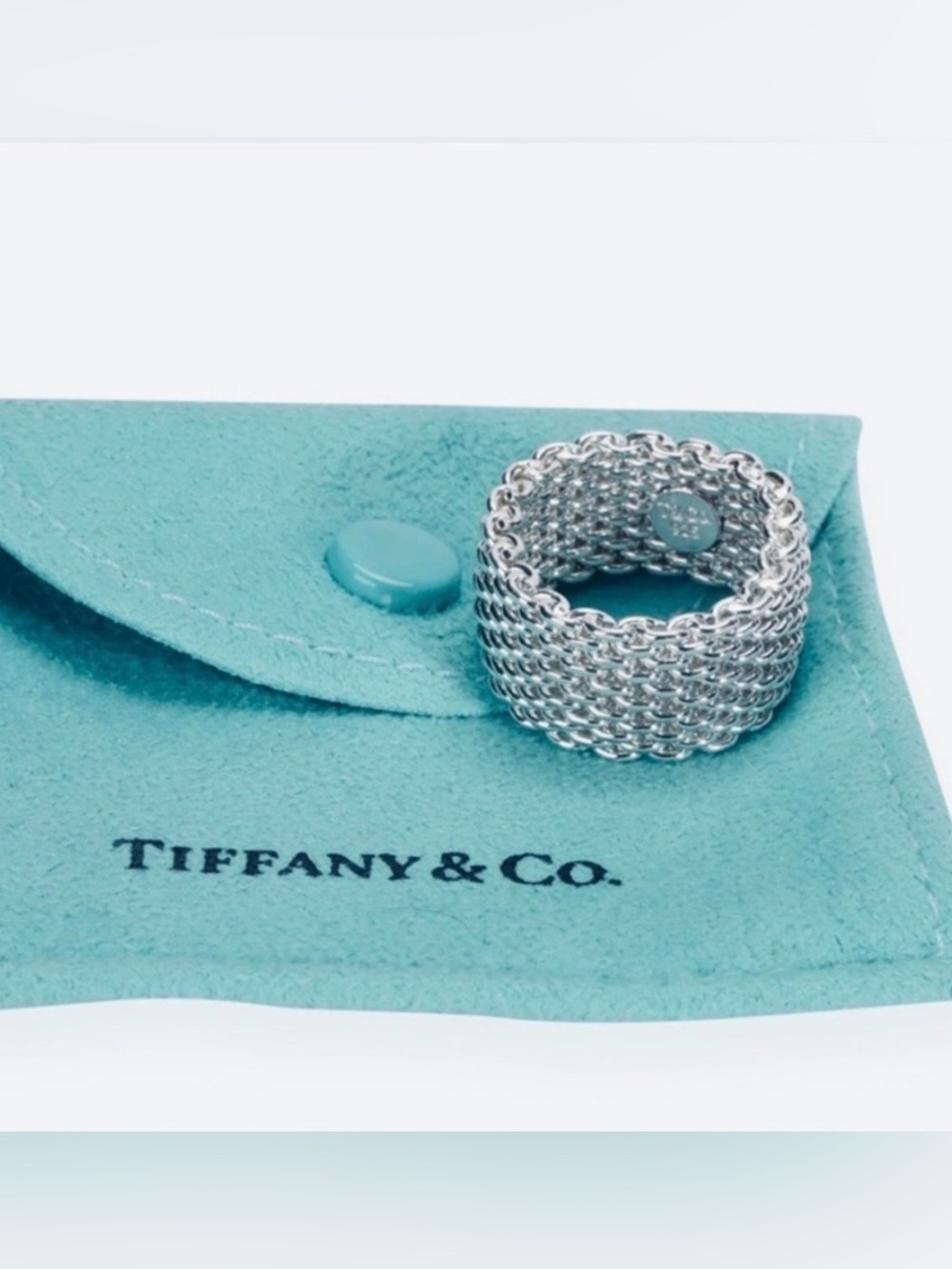 Authenticated Tiffany & Co. Somerset Flexible Mesh Ring Sterling Retired Sz 6